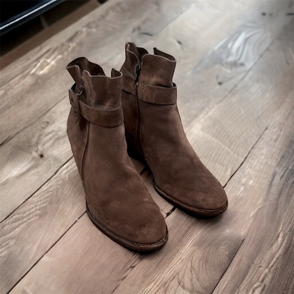 Paul Green Dallas Bootie Brown Suede Leather Zip 2.5" Heel Boot Sz US 9.5-10 - Picture 11 of 16